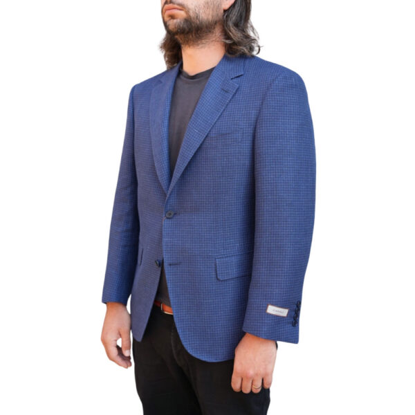 Canali small check Blue Jacket side