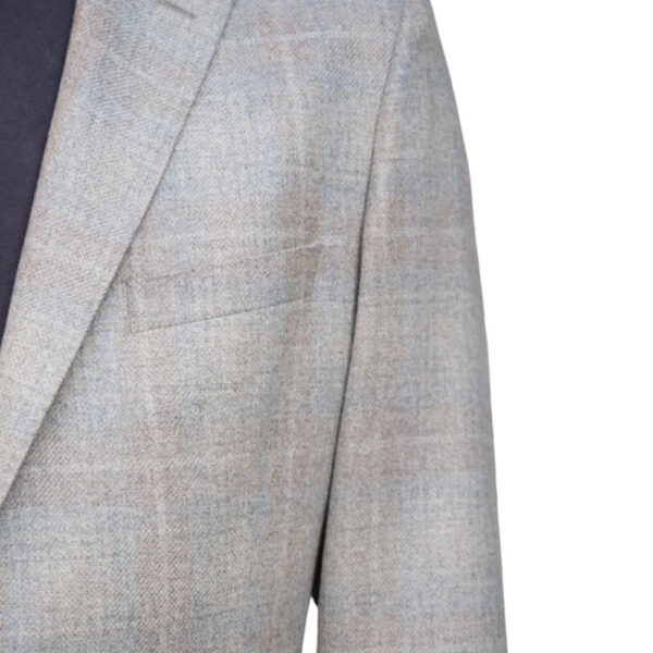 Eduard Dressler Beige Windowpane Smart Jacket fabric