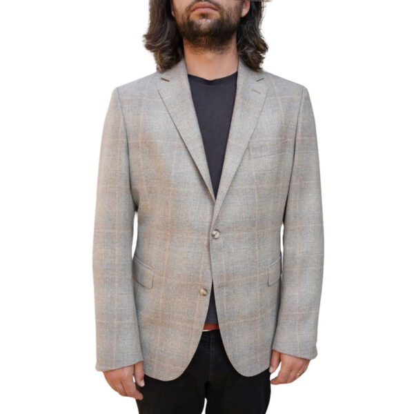 Eduard Dressler Beige Windowpane Smart Jacket front