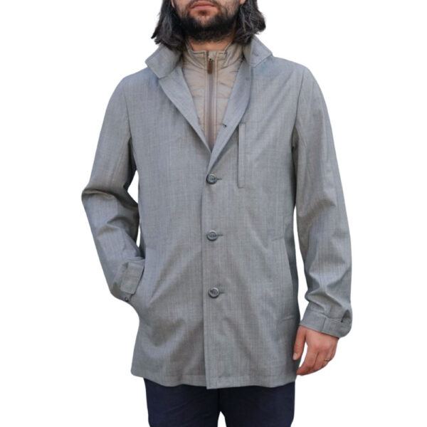 Eduard Dressler Grey Raincoat with insert front