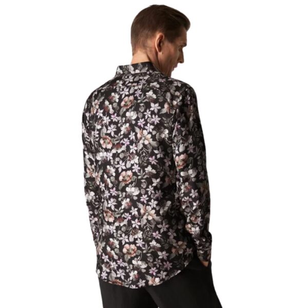 Eton Black Floral Silk Twill Shirt back