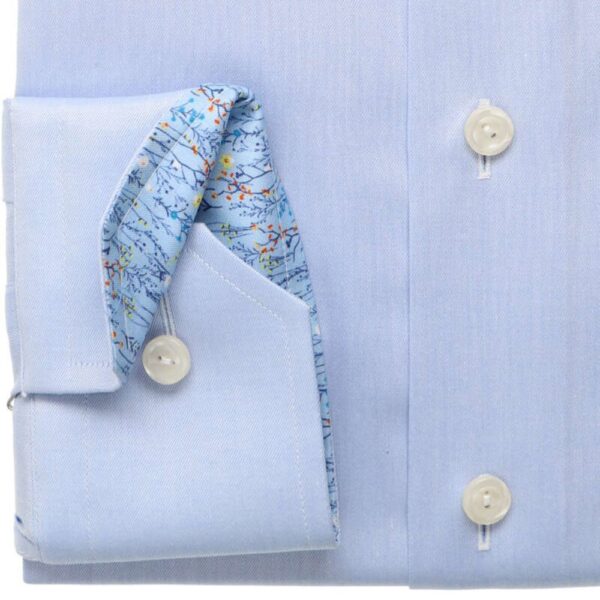 Eton Blue Shirt with floral pattern sleeve