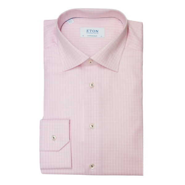 Eton Check Twill Pink Shirt