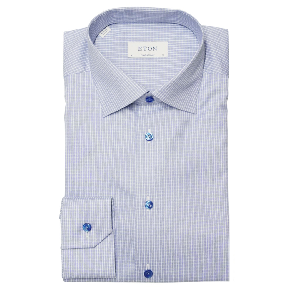 Eton Contemporary Fit Check Blue Shirt