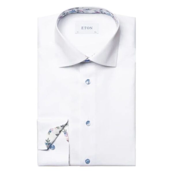 Eton Contemporary Fit Floral Print White Shirt