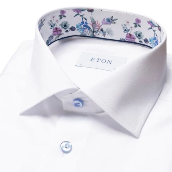 Eton Contemporary Fit Floral Print White Shirt collar