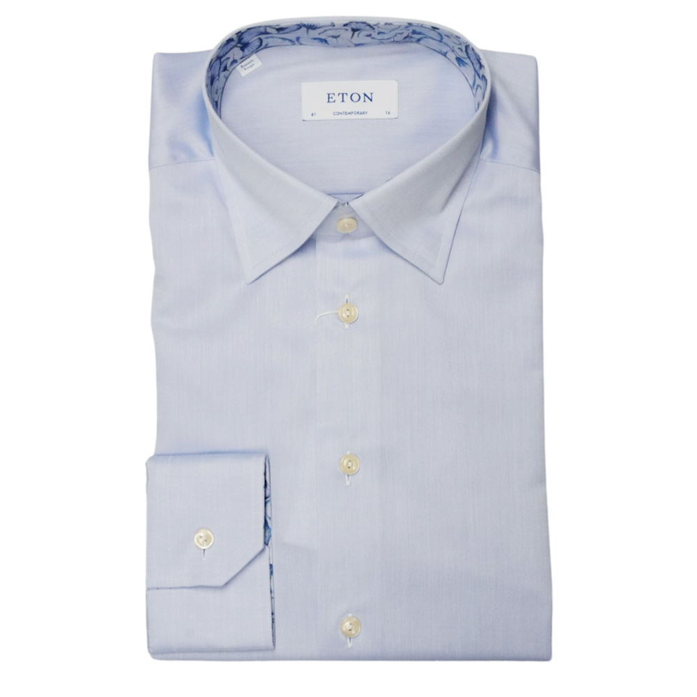 Eton Contemporary Fit Light Blue Shirt with Papyrus Collar Detail