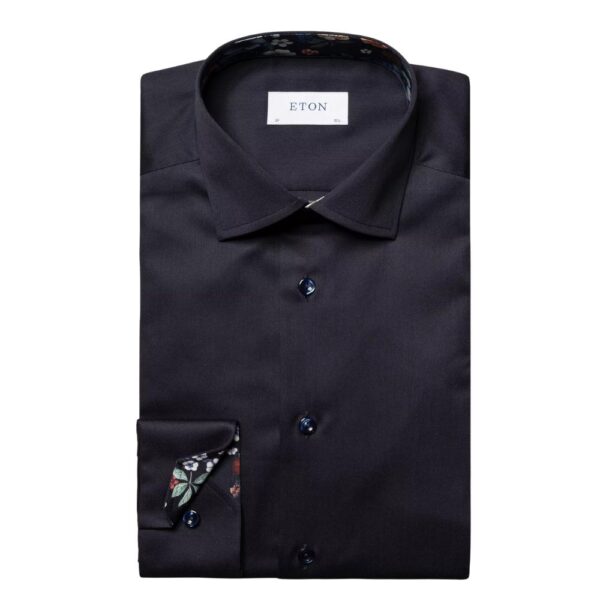 Eton Contemporary Fit Navy Shirt With Flower Pattern Detail