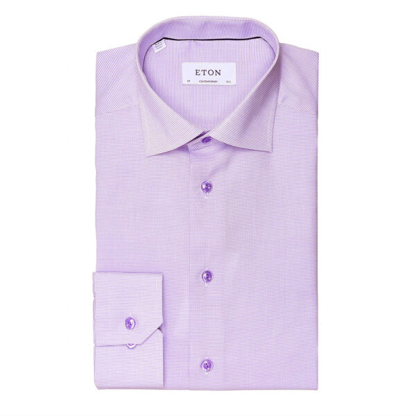 Eton Contemporary Fit Textured Twill Pink Shirt