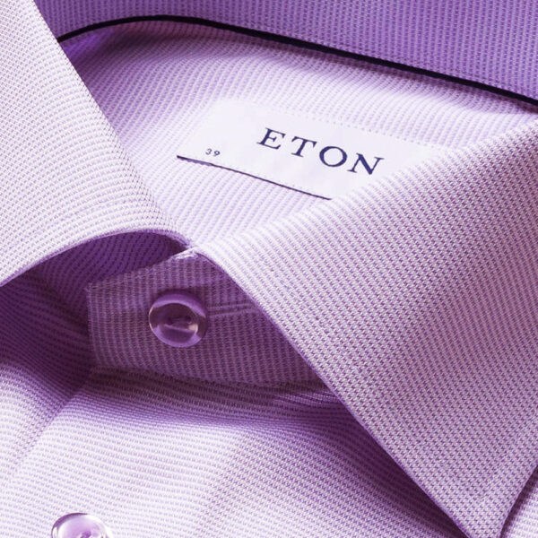 Eton Contemporary Fit Textured Twill Pink Shirt collar