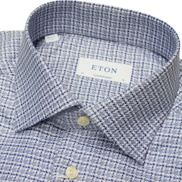 Eton King Twill ZigZag Navy Shirt collar