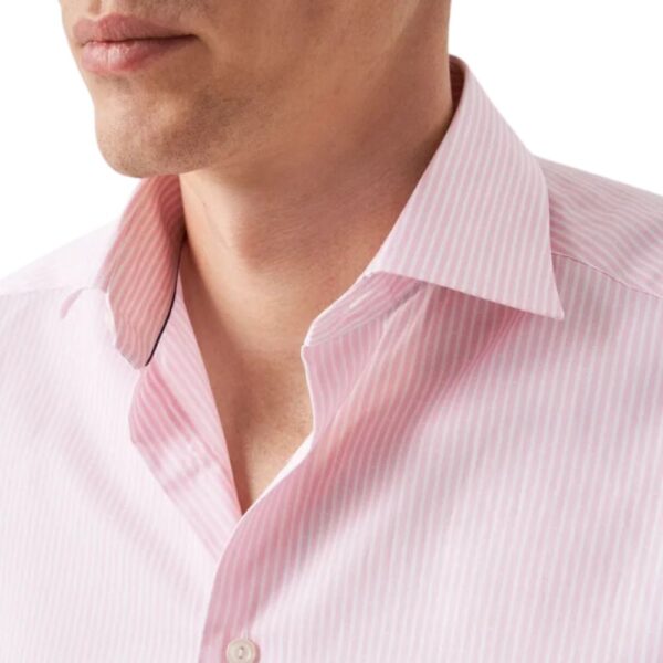 Eton Pink Striped Twill Shirt collar