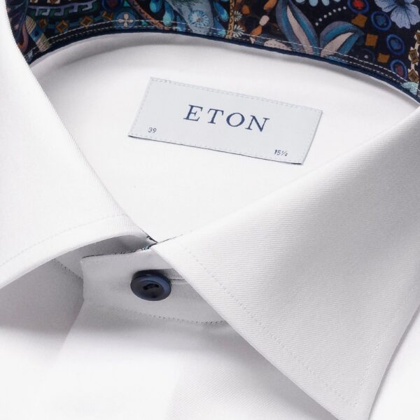 Eton Signature Twill Contemporary Fit White Floral Effect White Shirt 2