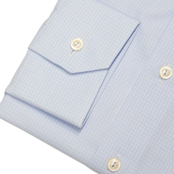 Eton Slim Fit Double Check Light Blue Shirt cuff