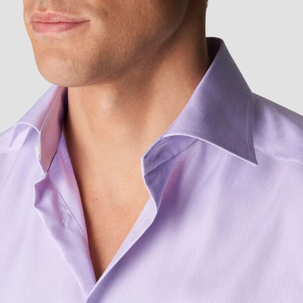 Eton Slim Fit Herringbone Twill Light Purple Shirt 4