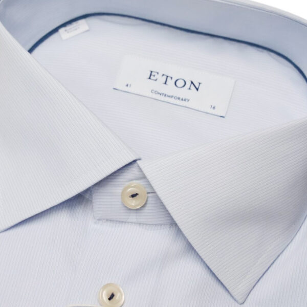 Eton Textured Stripe light blue shirt