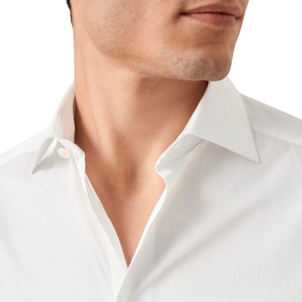 Eton White Solid Elevated Twill Shirt collar