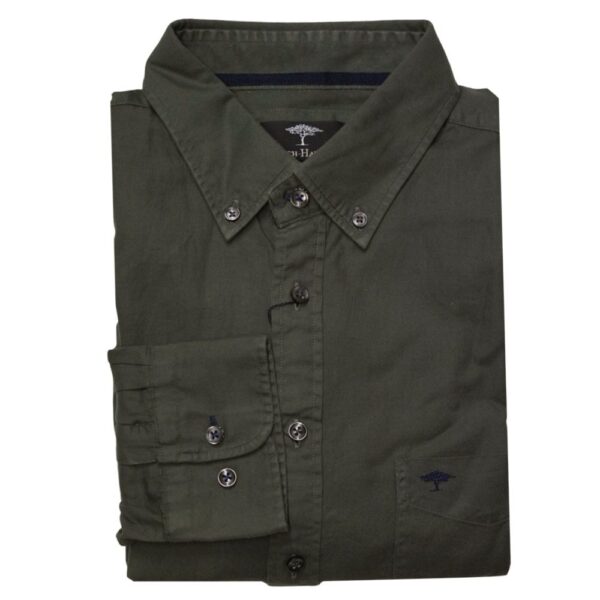 FYNCH HATTON Cotton Button Down Green Shirt