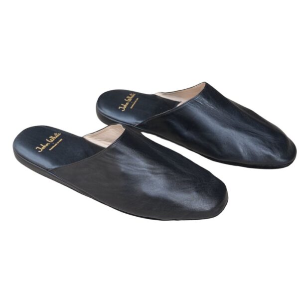 John White Black House Slippers