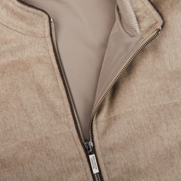 MAURIZIO BALDASSARI Beige Water Repellent Pure Cashmere Gilet zip