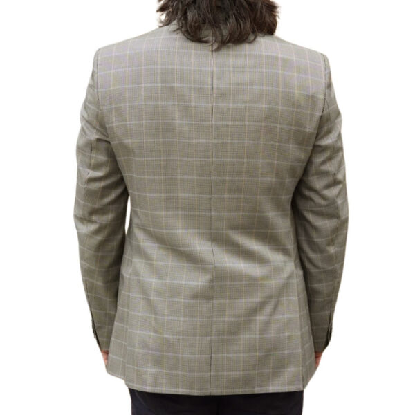 ROY ROBSON BEIGE PUPPYTOOTH WINDOWPANE OVERCHECK JACKET back