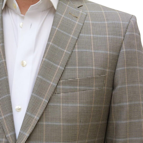 ROY ROBSON BEIGE PUPPYTOOTH WINDOWPANE OVERCHECK JACKET closeup