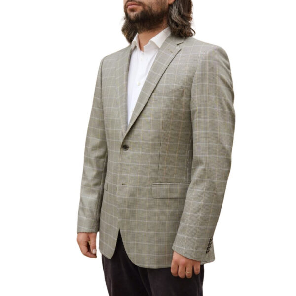 ROY ROBSON BEIGE PUPPYTOOTH WINDOWPANE OVERCHECK JACKET side