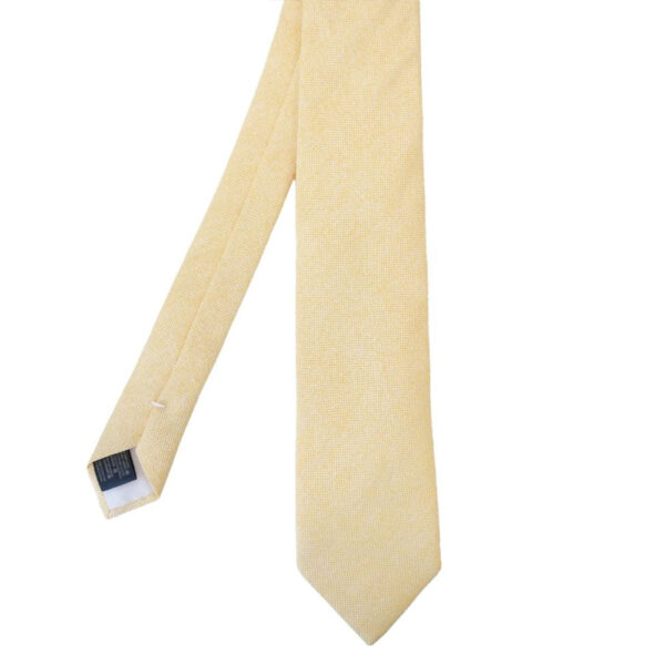 AMANDA CHRISTENSEN Classic Cotton Silk Yellow Textured Tie 1