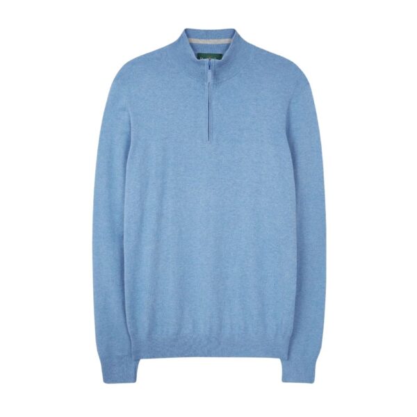 Alan Paine Luxury Cotton Quarter Zip In Blue 2 1