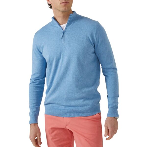 Alan Paine Luxury Cotton Quarter Zip In Blue 2