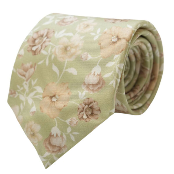 Amanda Christensen Green Tie with Floral Pattern