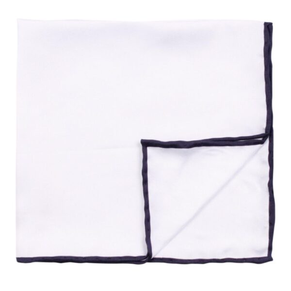 Amanda Christensen White Pocket square with black piping