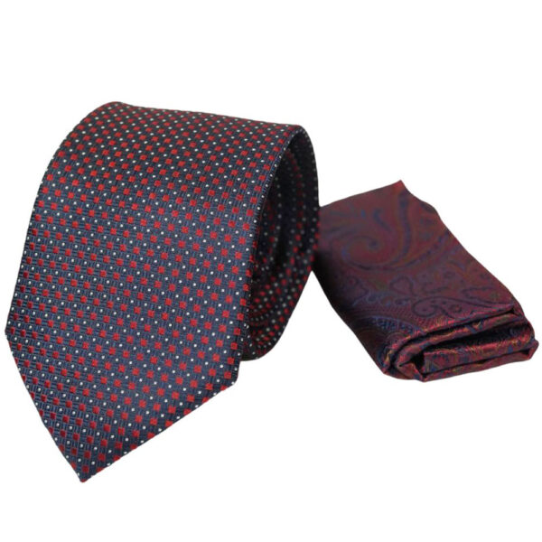 Amanda Christensen Wine Jacquard Tie And Paisley Pocket Square 2