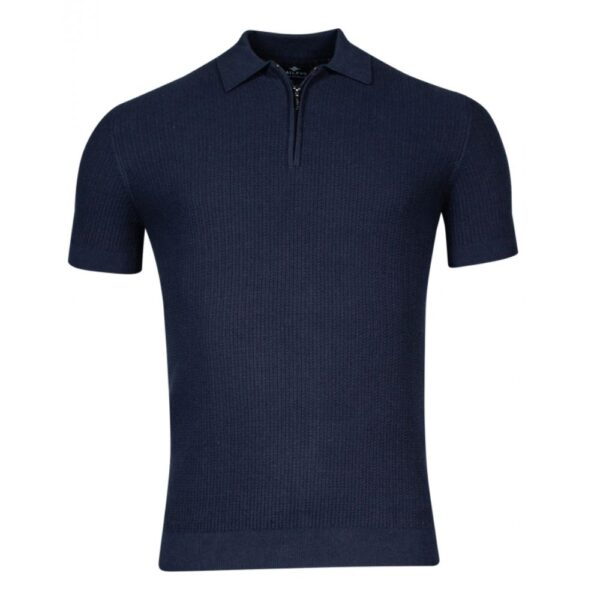 Baileys Textured Half Zip Navy Polo Shirt