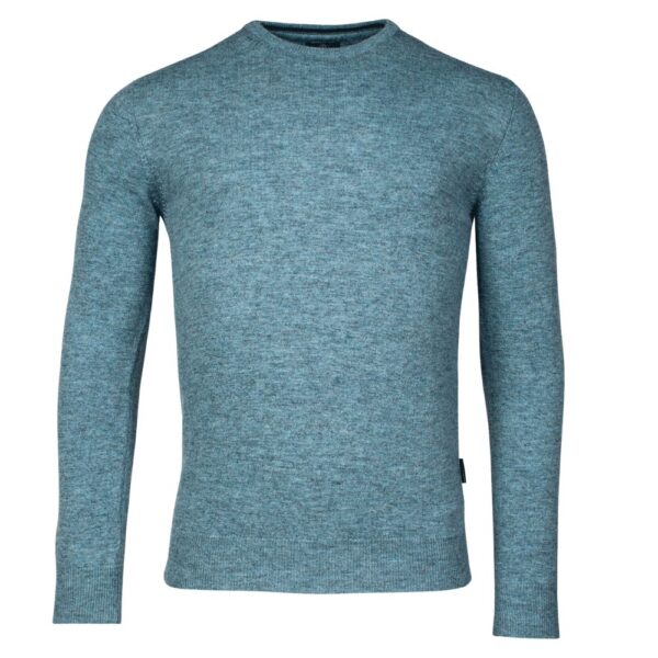 Baileys Waffle Light Blue Melange Crew Neck Jumper 1