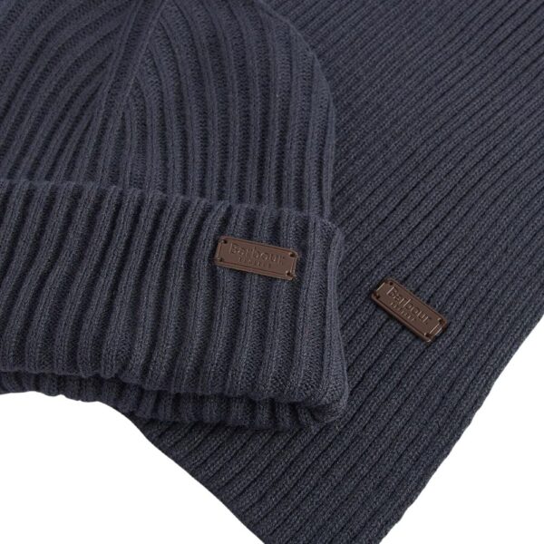 Barbour Crimdon Navy Fleck Beanie And Scarf Gift Set 2