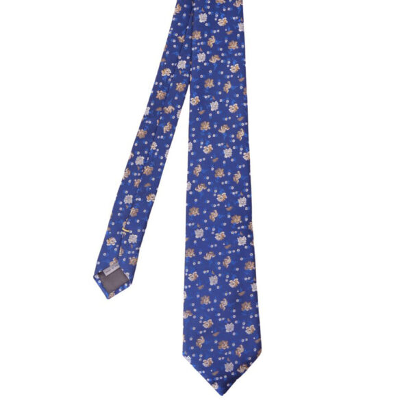 CANALI Blue Silk Tie with Floral Pattern 2