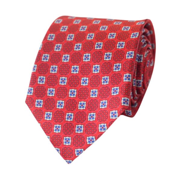 CANALI Red Geometric Silk Tie 2