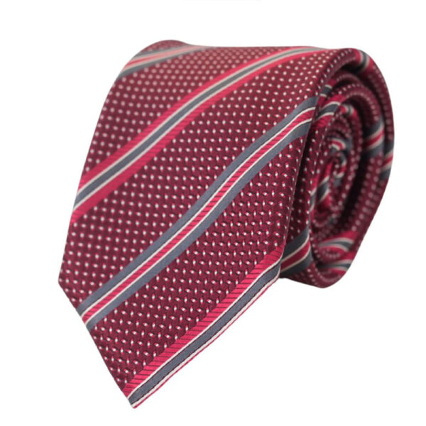 CANALI Scarlet Red Tie with Black Stripes