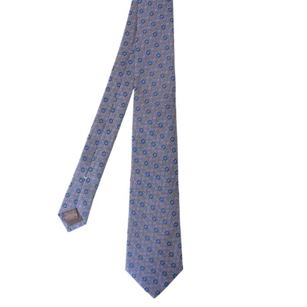 CANALI Silver Blue Printed Tie