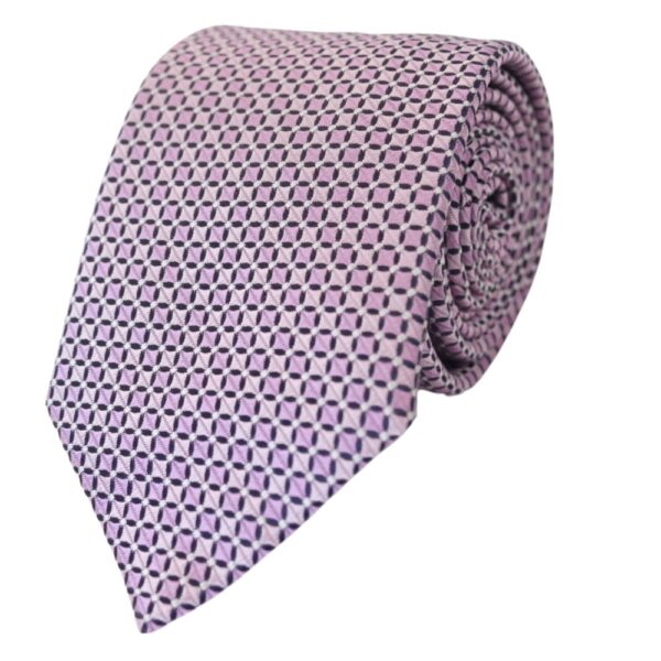 Canali Pink Black Diamond Pattern Tie 2