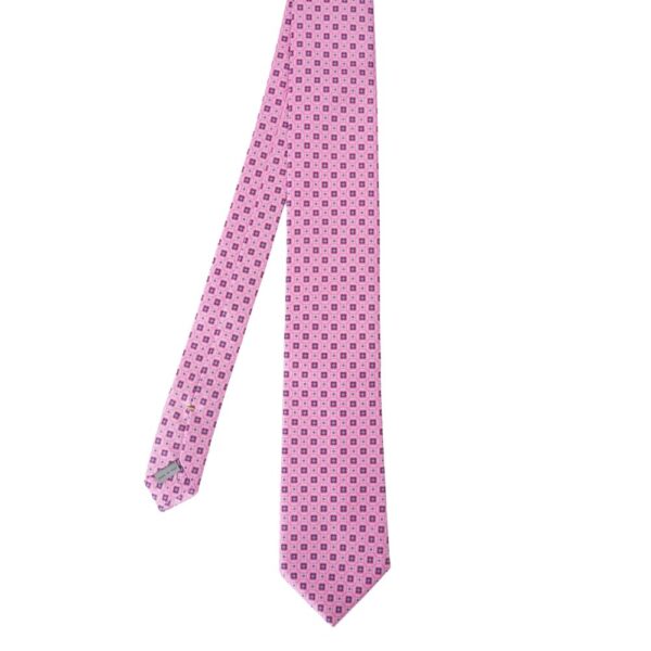 Canali Pink Tie with Geometric Pattern