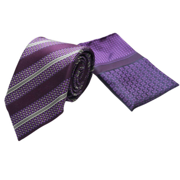 Canali Purple Tie and Pocket Square Set 2