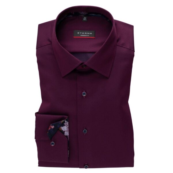 ETERNA 1863 Modern Fit Dark Purple Shirt Front