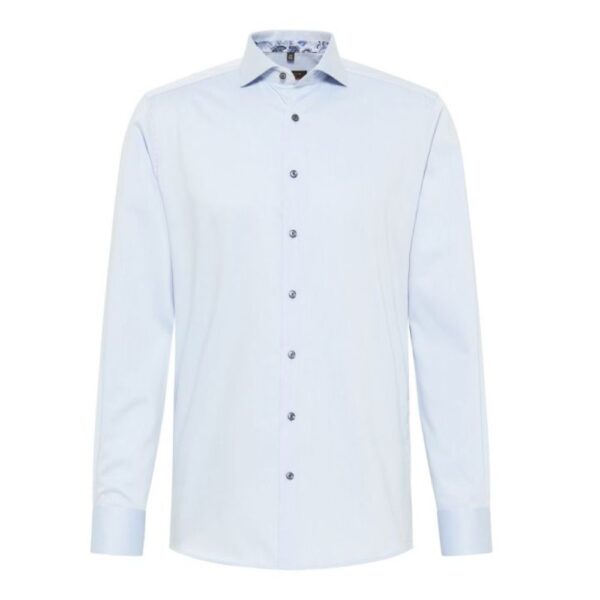 ETERNA Modern Fit Light Blue Shirt with Floral Detail