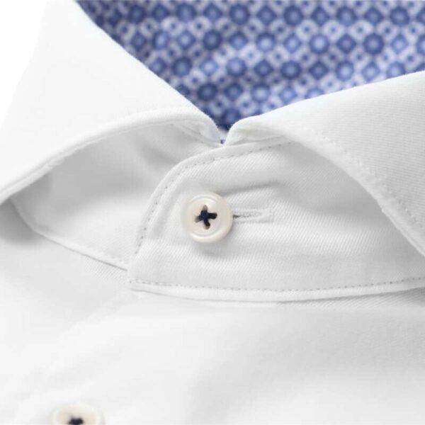 ETERNA Modern Fit White Shirt with Pattern Collar Collar