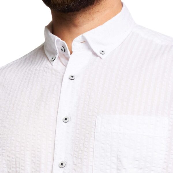 ETERNA Seersucker Short Sleeve White Shirt Collar