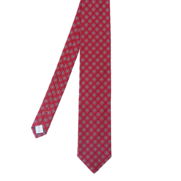 ETON Red Tie with Geometric Floral Pattern 2