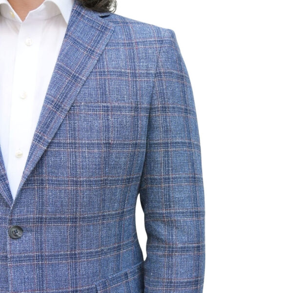 Eduard Dressler Blue Check Smart Jacket detail