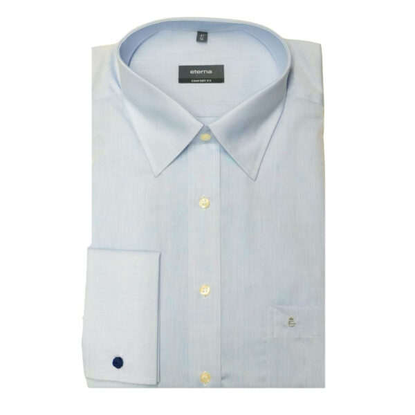 Eterna Blue Shirt with French Cuff and Breast Pocket